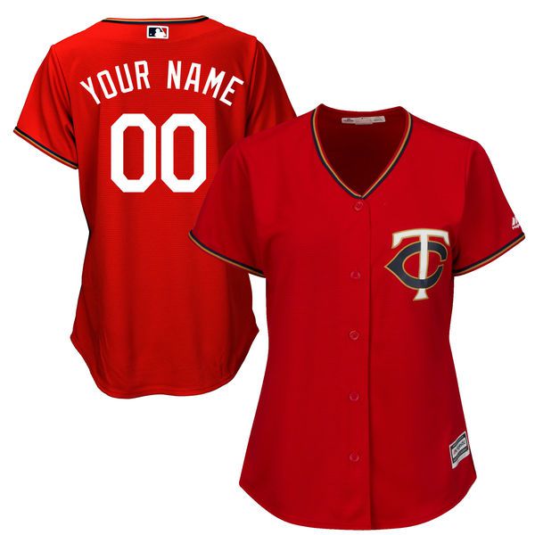 Women Minnesota Twins Majestic Red Scarlet Cool Base Alternate MLB Jersey->women mlb jersey->Women Jersey